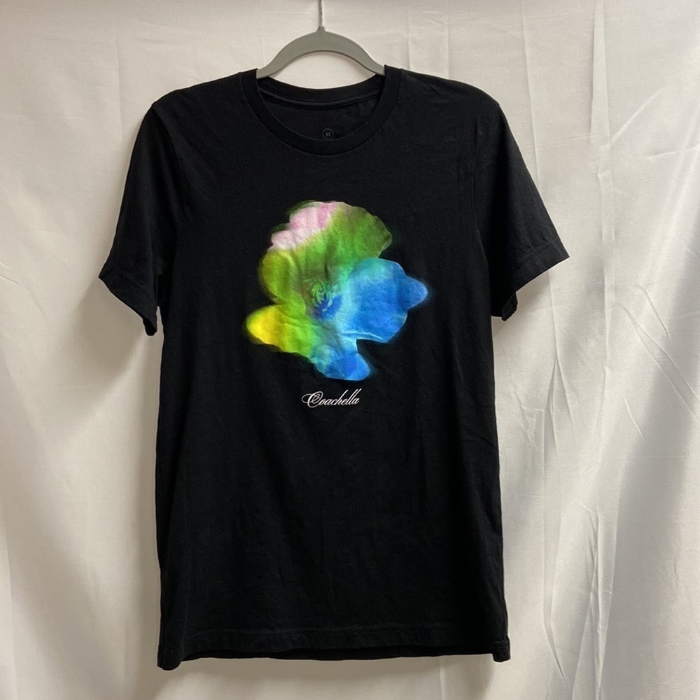 Coachella Brand Flower T-Shirt Black Size Medium